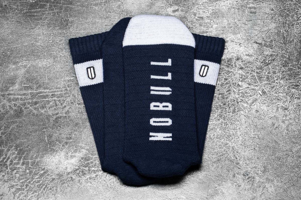 Nobull Crew Men's Socks Navy White | Australia (HB4895)